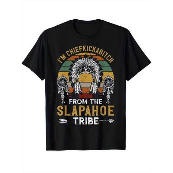 Tribe Chief Graphic Tee T-Shirt Vintage Cotton Top Short Sleeve Round Neck Casual Streetwear Apparel Black S-5XL