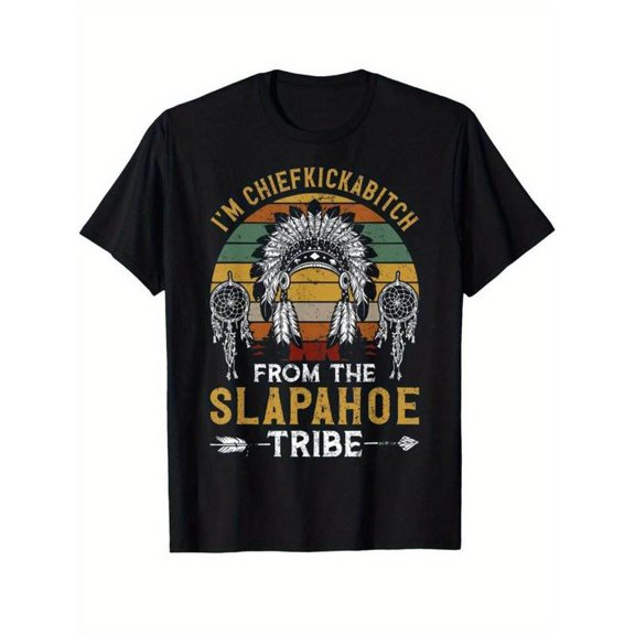 Tribe Chief Graphic Tee T-Shirt Vintage Cotton Top Short Sleeve Round Neck Casual Streetwear Apparel Black S-5XL