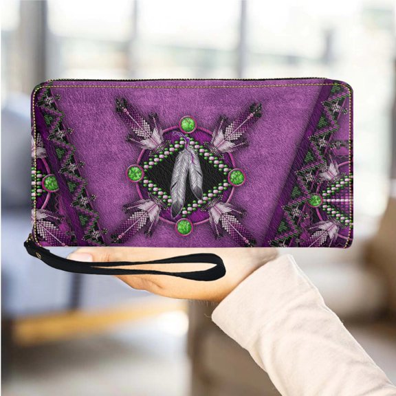 Tribe Folk Women's Leather Wallet Multifunction Wrist Strap Women Wallets Ladies Purse Portable Travel Girls My Bags Cases