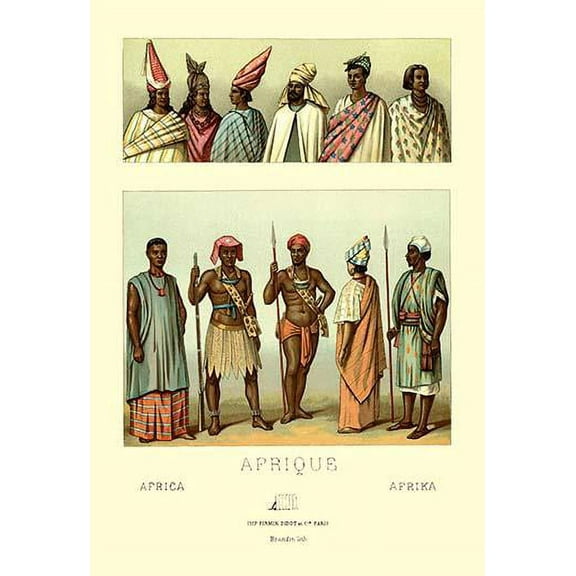 Tribe Members in Headdress and Full Costume-Fine Art Canvas Print (20" x 30")