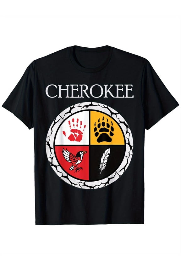 Tribe Native American Medicine Wheel T-Shirt, 100% Cotton, Holiday Gift, All-In-One Top, Men, Women, Dad, Family, Mom, Friend Wheel T-Shirt, 180G, Round Neck Black, Size S-XXXL