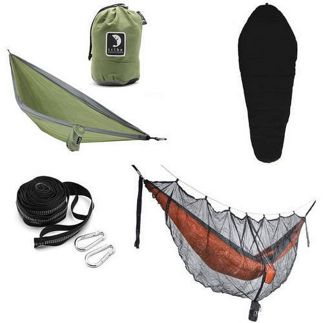 Tribe Provisions Hammock Camping Kit: Hammock, Tree Straps, Sleeping Bag and Mosquito Net