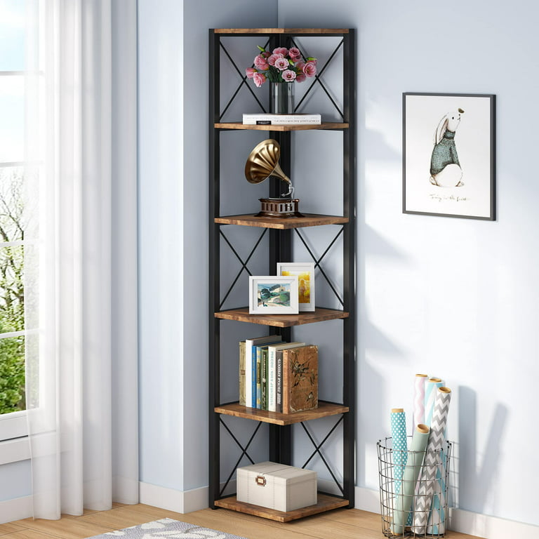 LITTLE TREE 75 Inch Tall Corner Shelf, 6-Tier Narrow Bookshelf for Small  Spaces, Multipurpose Corner Storage Rack Shelves, Etagere Bookcase Skinny