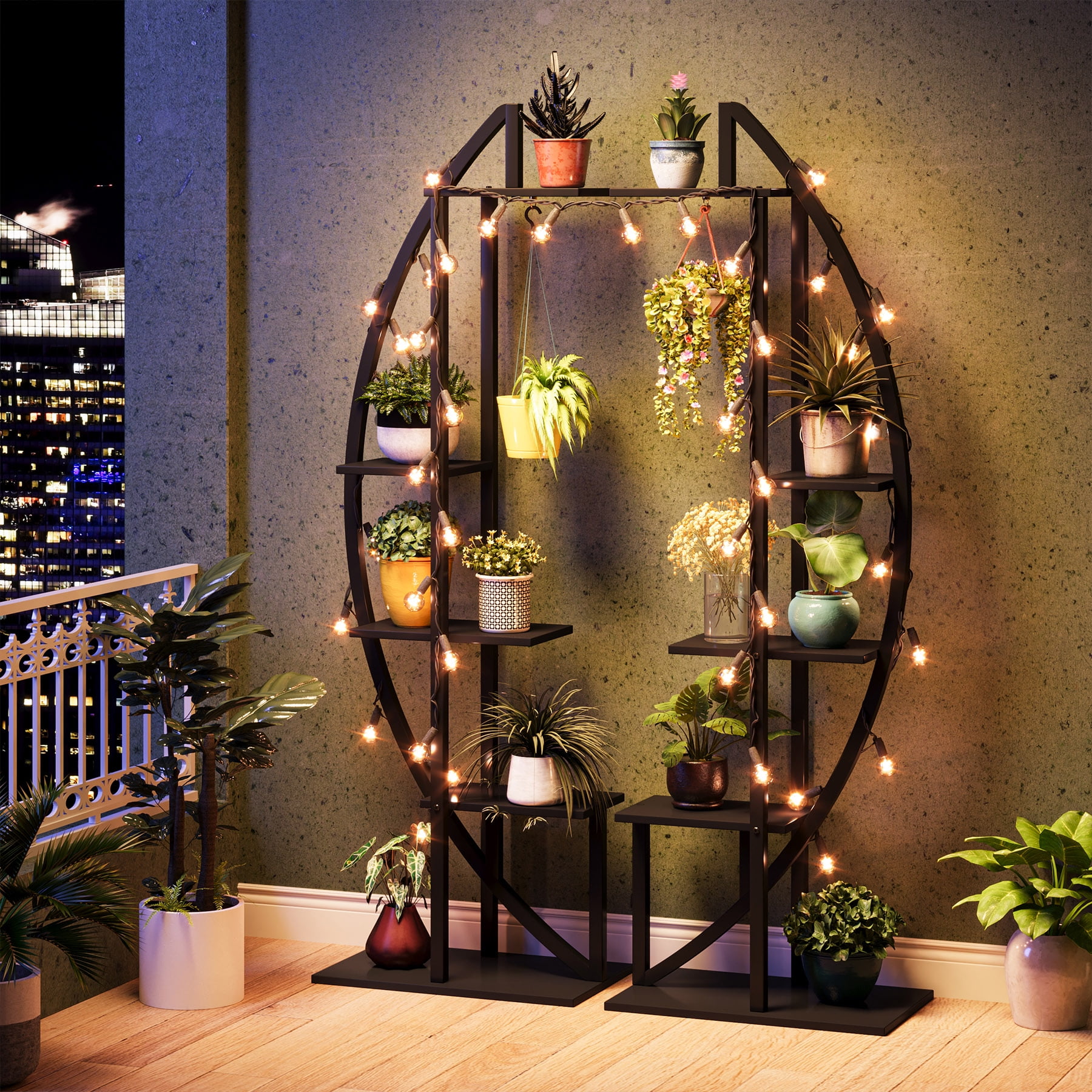 TribeSigns 63" x 20" x 12" 5-Tier Black Wood Plant Stand (2 Pack ...