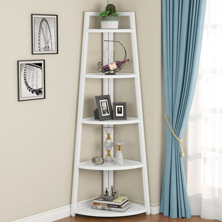 IRCPEN 6 Tier Corner Shelf, Industrial 63.1 Tall Ladder Corner Storage Shelf with Adjustable Feet,Rustic Display Rack Multipurpose Bookshelf