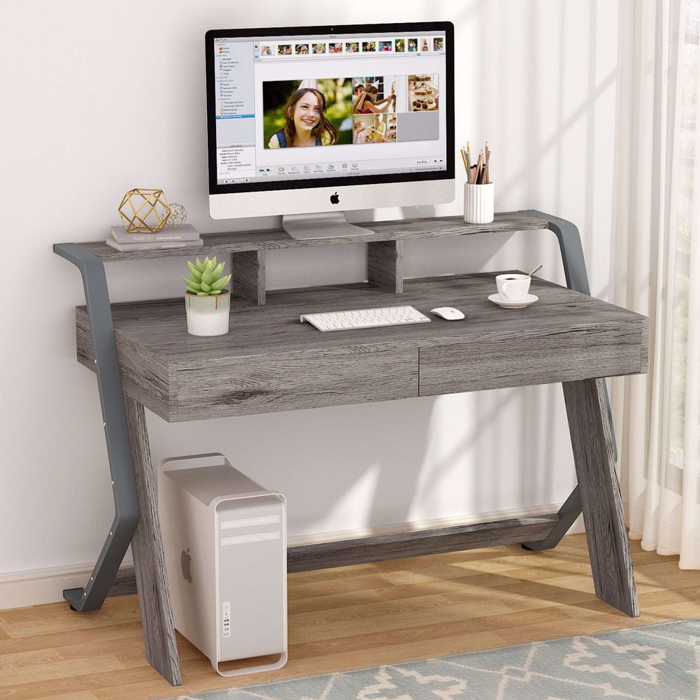 Tribesigns 47'' Computer Desk with Monitor Stand & Storage Drawers