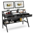 thumbnail image 1 of TribeSigns Computer Desk with 2 Drawers & Storage Hutch Shelf, 47 Inch Office Writing Desk Study Table with Bookshelf for Home Office, 1 of 8