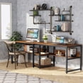 thumbnail image 1 of Tribesigns Two Person Desk with Bookshelf, 78.7 Computer Office Double Desk for Two Person, Rustic Writing Desk Workstation with Shelf for Home Office (Rustic), 1 of 6