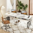 thumbnail image 1 of TribeSigns Two Person Desk with Bookshelf, 78.7 Computer Office Double Desk for Two Person,Writing Desk Workstation for Home Office,White, 1 of 6