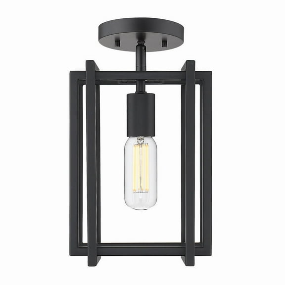 Tribeca 1-Light Semi-Flush in Black with Black Accents