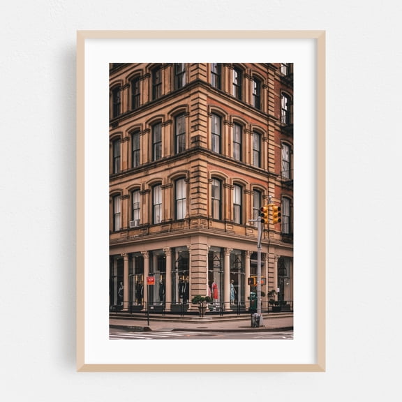 Tribeca Architectural 01 - Manhattan New York Photography Architecture City Street Photography Cityscape Vintage Fashion Art Deco Oak Framed Wall Art Print 5 x 7 inches