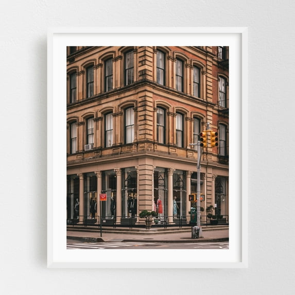 Tribeca Architectural 01 - Manhattan New York Photography Architecture City Street Photography Cityscape Vintage Fashion Art Deco White Framed Wall Art Print 18 x 24 inches