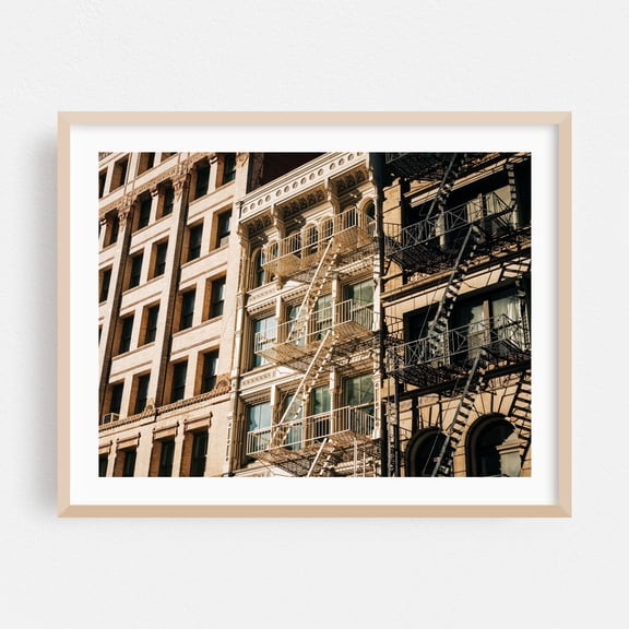 Tribeca Architectural 03 - Manhattan New York Photography Architecture City Cityscape Vintage Street Photography Art Deco Oak Framed Wall Art Print 5 x 7 inches