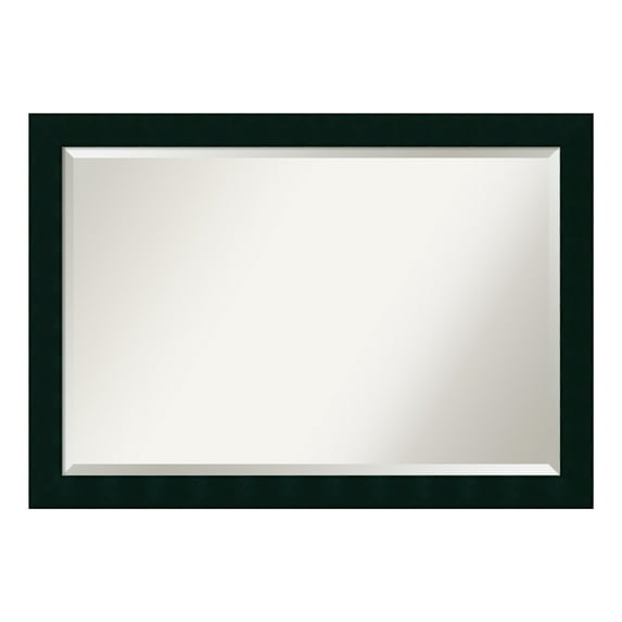 Tribeca Black Beveled Wood Bathroom Wall Mirror