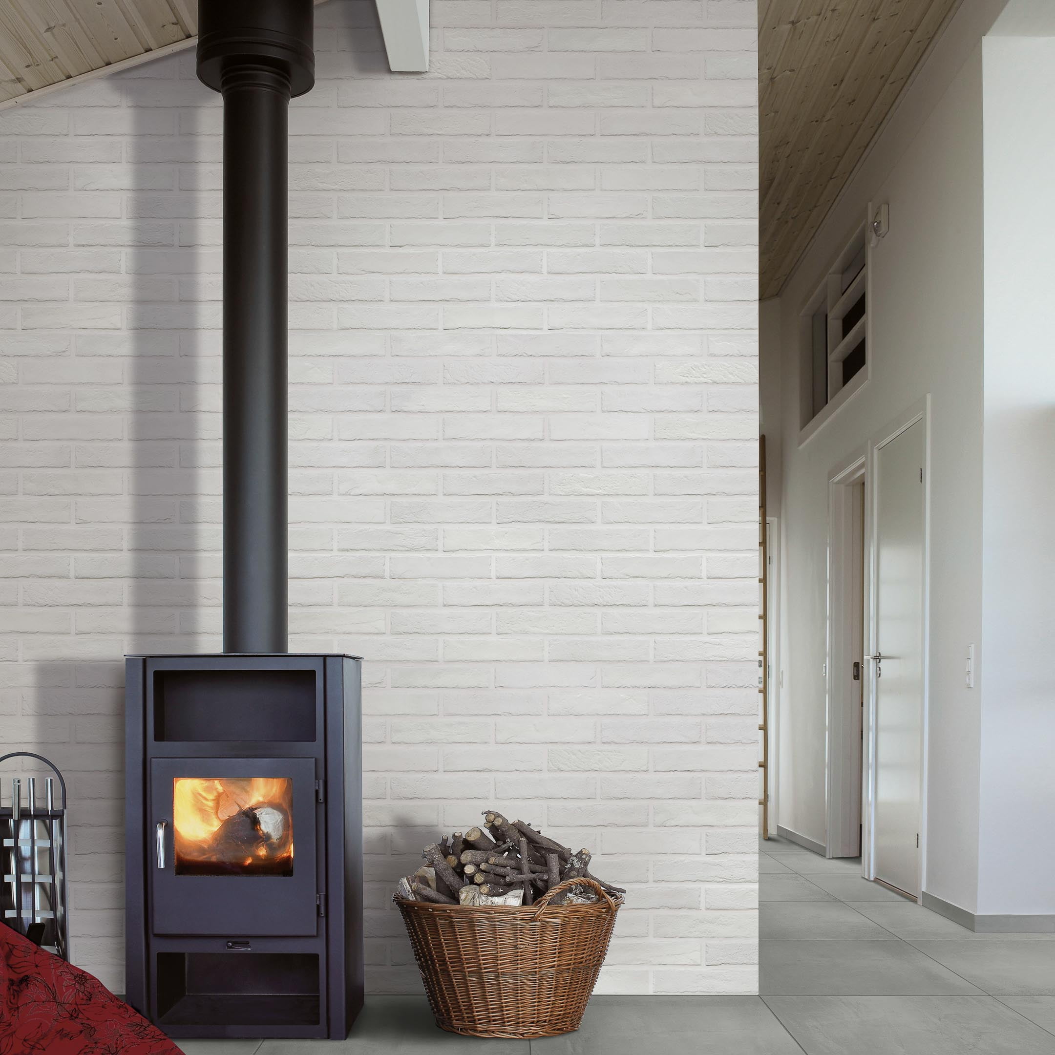 Tribeca White Porcelain Brick Look Wall Tile, 2" x 10"