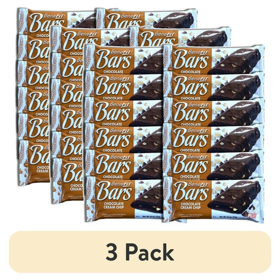 (3 pack) Chocolate Cookies N Cream Chip BeneFit Bars, Pack of 12