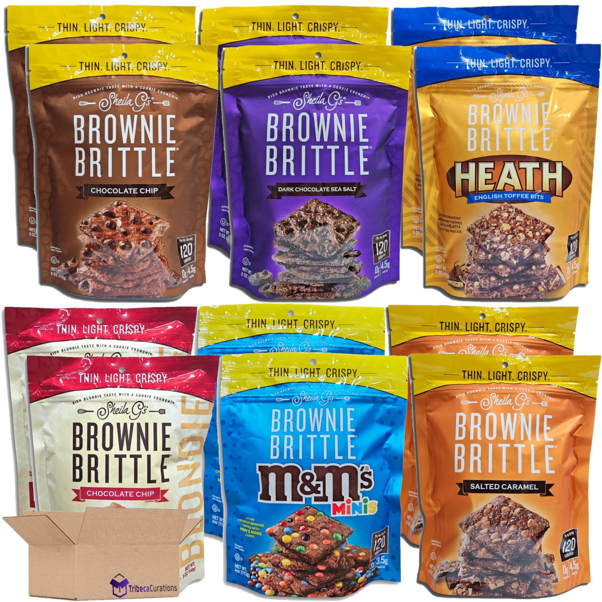 Tribeca Curations Brownie Brittle Variety Pack 6 Unique Flavors 5 Ounce Bag Pack of 12