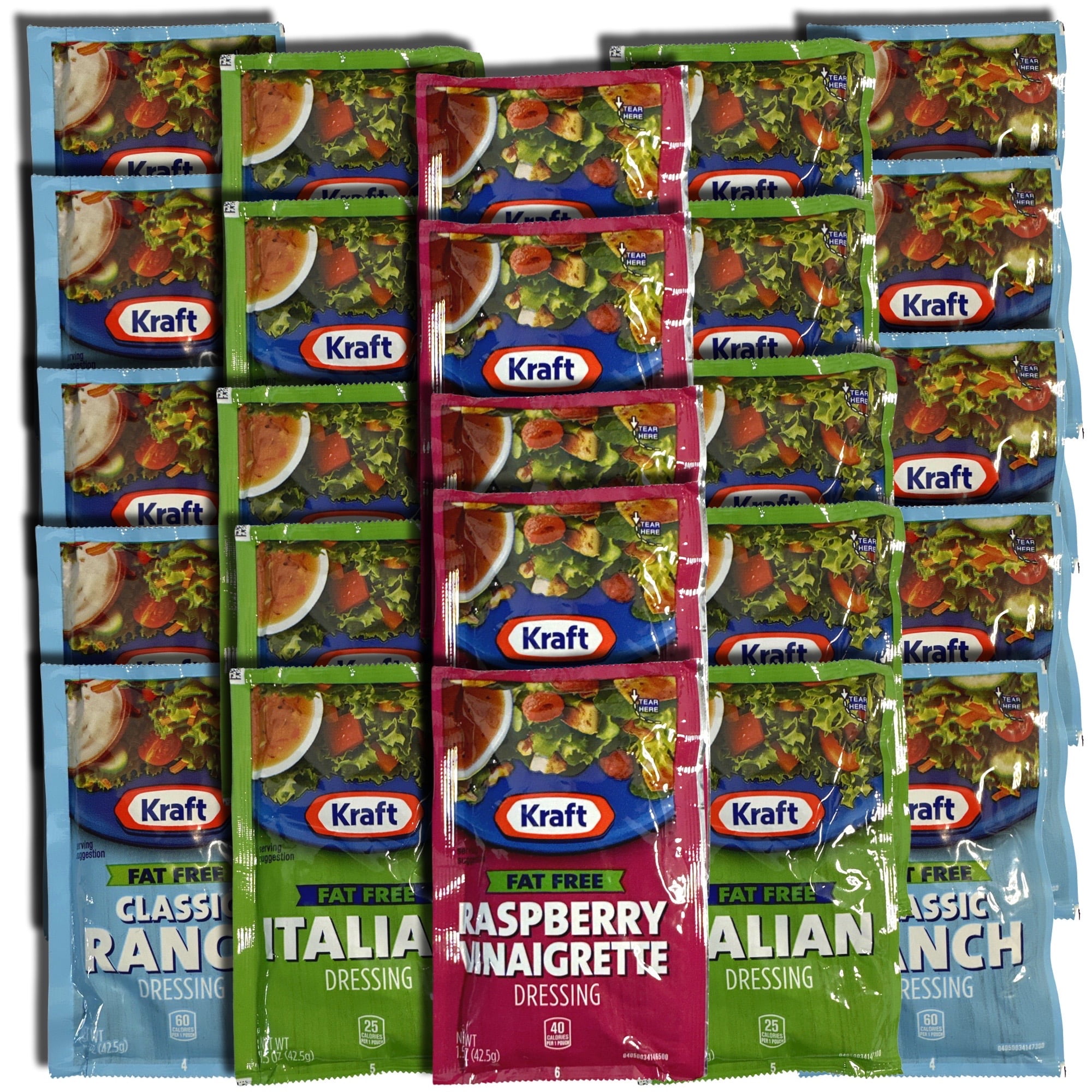 Kraft Fat Free Salad Dressing Packets Variety Pack Bundle Includes