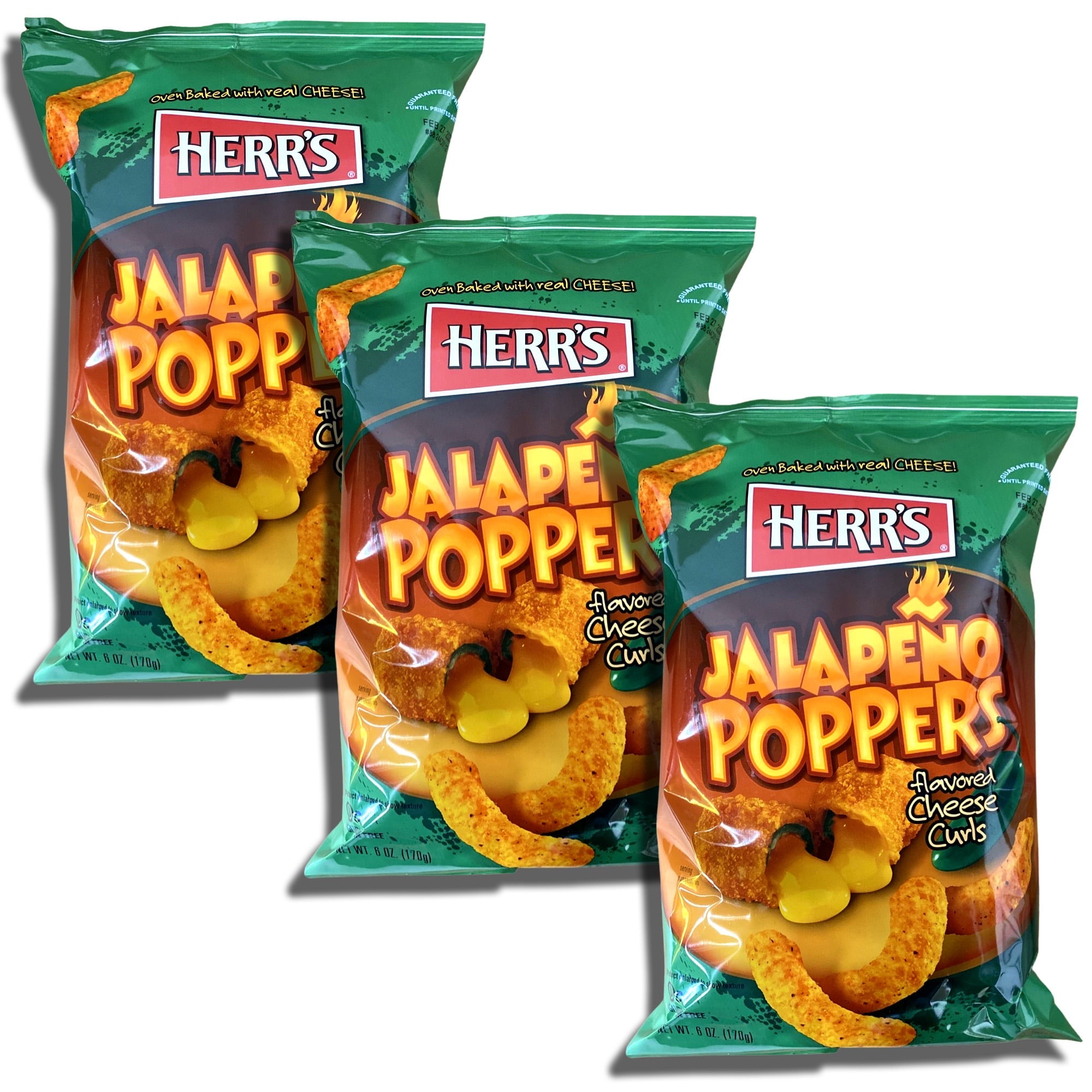 Herr's Jalapeno Poppers Cheese Curls 3 Bag Value Pack