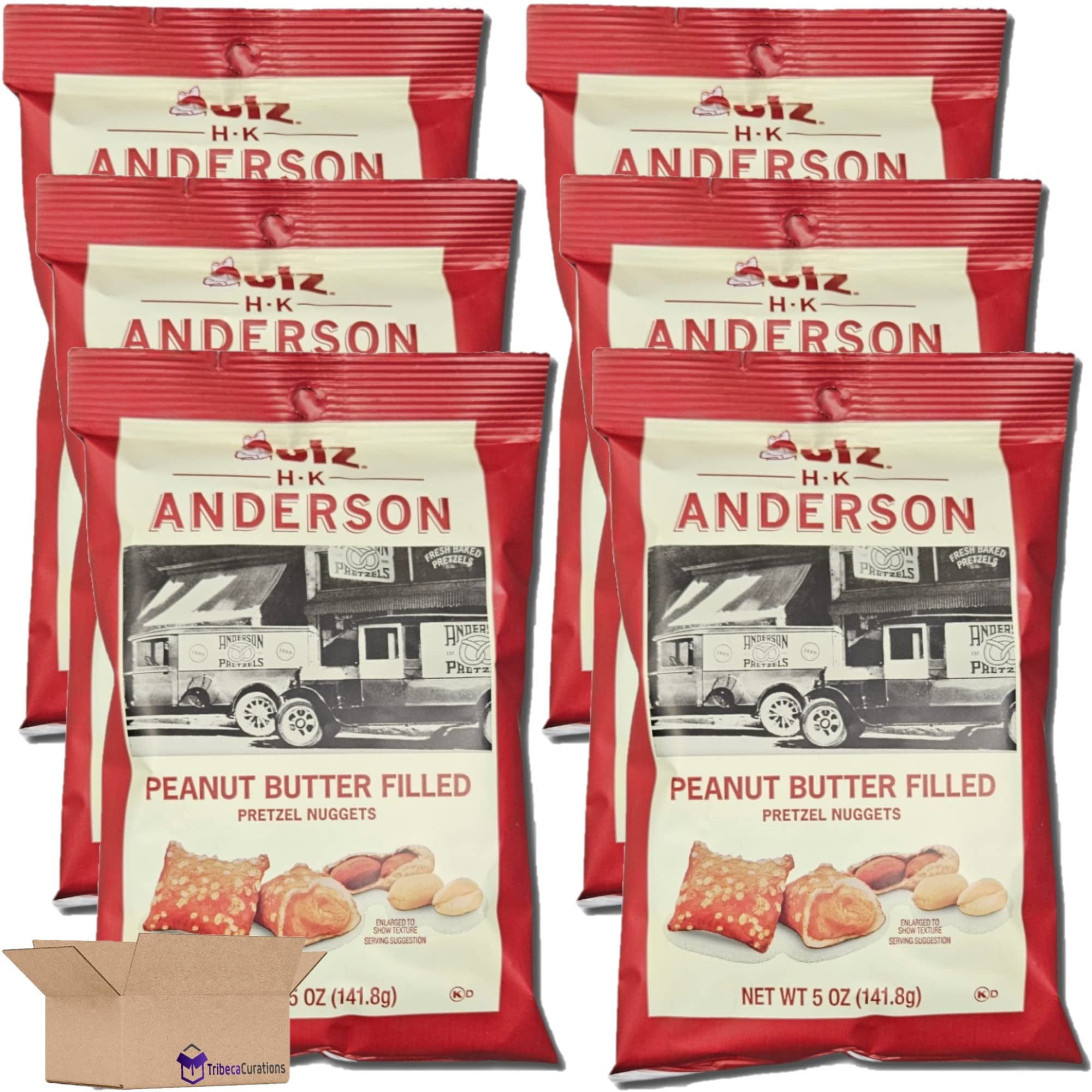 Tribeca Curations Peanut Butter Filled Pretzel Nuggets Value Pack 5 Ounce Bag Pack of 6