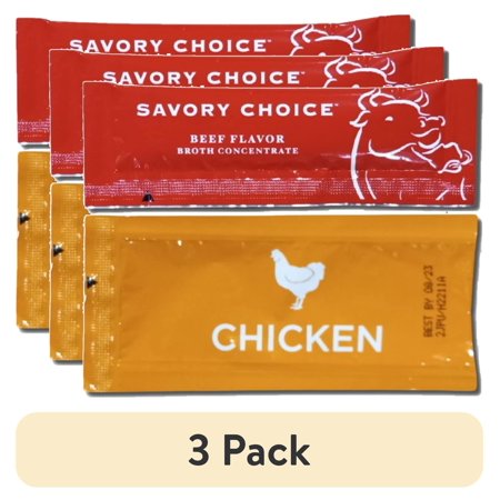 (3 pack) Savory Choice Reduced Sodium Broth Concentrate Variety Pack | Beef, Chicken, & Vegetable | 60 Count (20 Each)