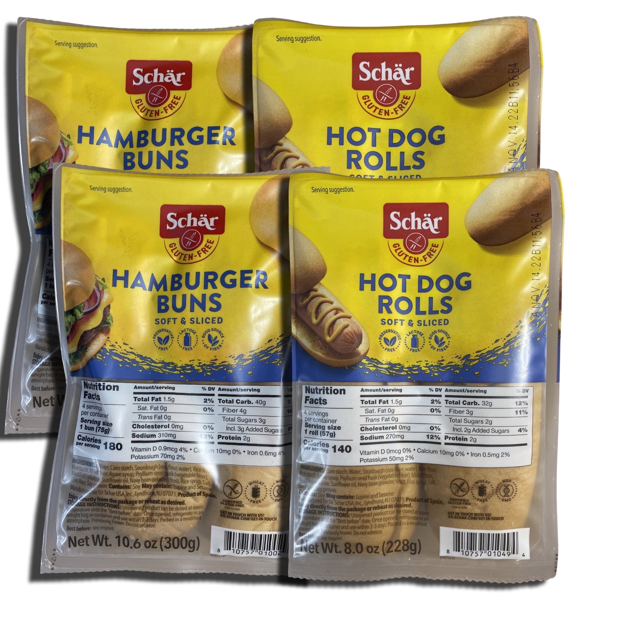 Schar Schar Gluten Free Bread Combo Packs (Hot Dog & Burger) 4 Packs