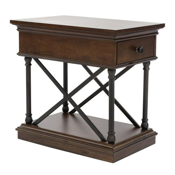 Tribeca Drawer Chair Side Table in Brown
