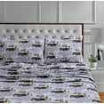 thumbnail image 1 of Tribeca Living 170-GSM Soft Flannel Extra Deep Pocket Bed Sheet Set with Oversized Flat winter outing grey King Cotton,Flannel Novelty Traditional, 1 of 5