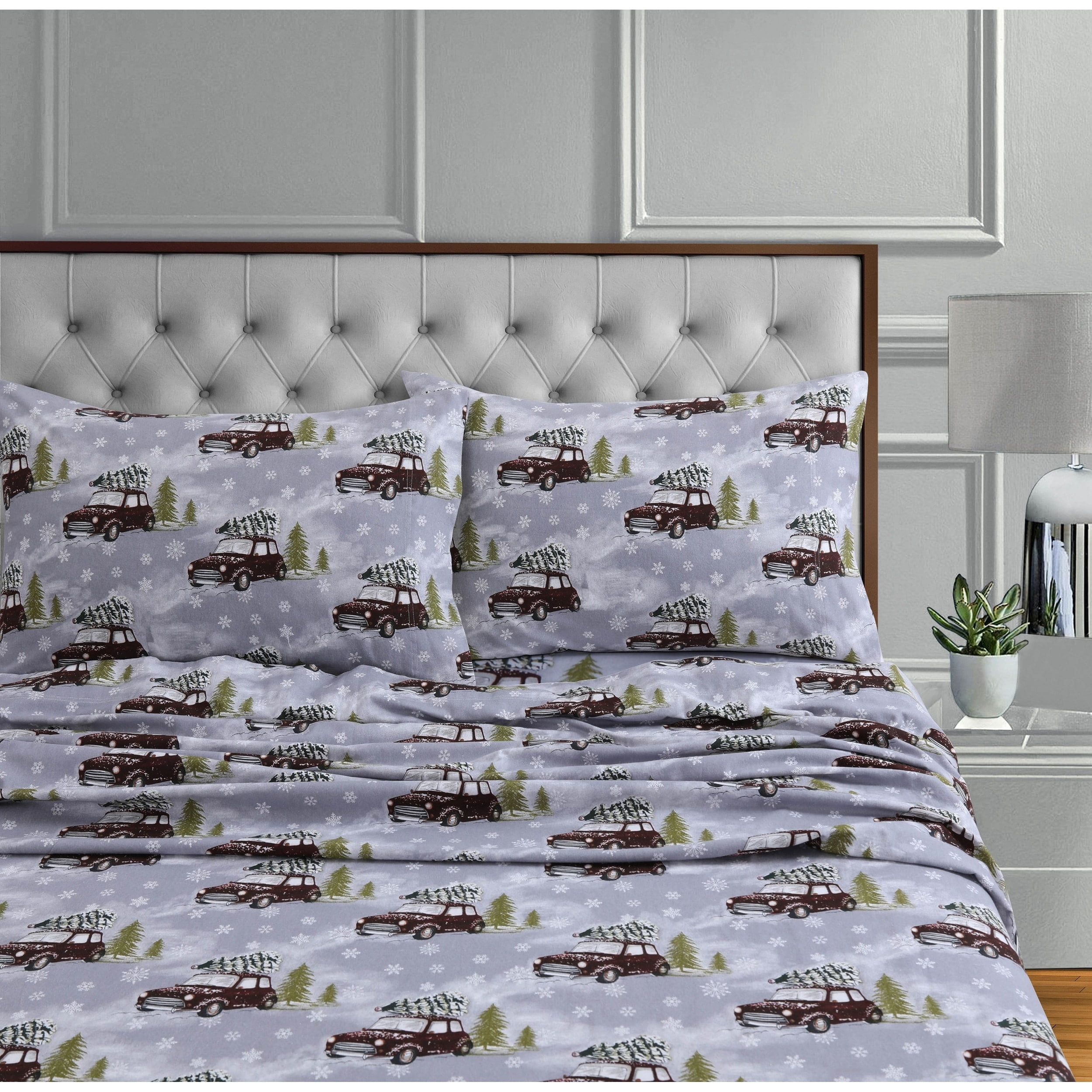 Gray Winter Outing Cotton Flannel Twin XL Deep Pocket Sheet Set