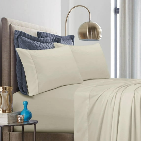 Tribeca Living 500 Thread Count Cotton Percale Solid Pillowcases (Pair of 2) Moonlight - King