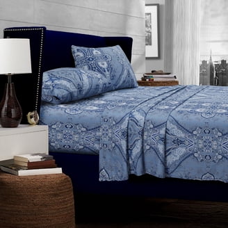 Parure De Lit 4 Pièces Flanelle Coton Tribeca Living - 170g/m², Poche Profonde 53cm, Motif Harmonie