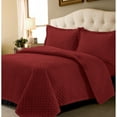 thumbnail image 1 of Marwah Corporation Brisbane Solid Oversized Quilt Set Deep Red Queen Adult Solid Color, Geometric 3 Piece, 1 of 5