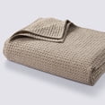 thumbnail image 1 of Tribeca Living Cotton Waffle Weave Garment Washed Oversized Blanket or Throw Queen - Sand, 1 of 5