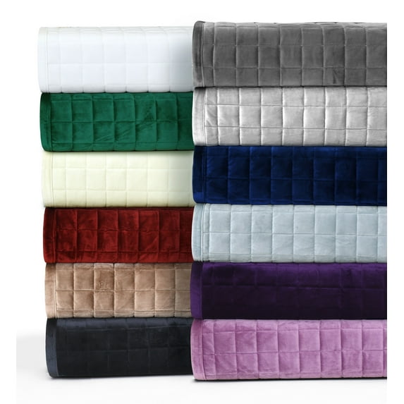 Tribeca Living Florence Velvet Oversized Solid Quilt Set King Purple