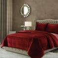 thumbnail image 1 of Tribeca Living Florence Velvet Oversized Solid Quilt Set Queen Burgundy, 1 of 4