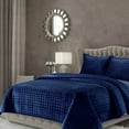 thumbnail image 1 of Tribeca Living Florence Velvet Oversized Solid Quilt Set Queen Navy Blue, 1 of 4