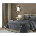 thumbnail image 1 of Tribeca Living Florence Velvet Oversized Solid Quilt Set Queen Smoke Grey, 1 of 5