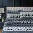 thumbnail image 1 of Tribeca Living Gingham Deer Flannel Standard Pillowcase Pair, Navy, 1 of 2