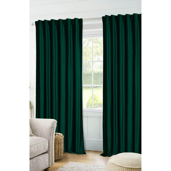 Tribeca Living Luxury Velvet Room Darkening Window Curtains - Solid Colors, 2 Panels 50 x 84 - Emerald Green
