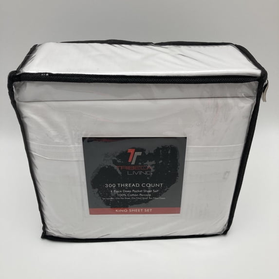 Tribeca Living Twin Tribeca Plaid 300 Thread Count Cotton Extra Deep Pocket Shee
