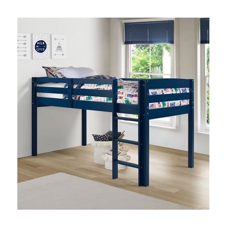 Tribeca Solid Wood Low Loft Bed Frame/Slat Mattress Foundation/Twin in Blue