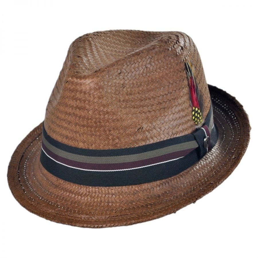 Tribeca Toyo Straw Trilby Fedora Hat - L - Brown