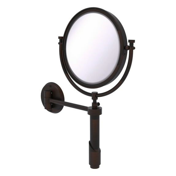 Tribecca Collection Wall Mounted Make-Up Mirror 8-in Diameter with 4X Magnification in Venetian Bronze