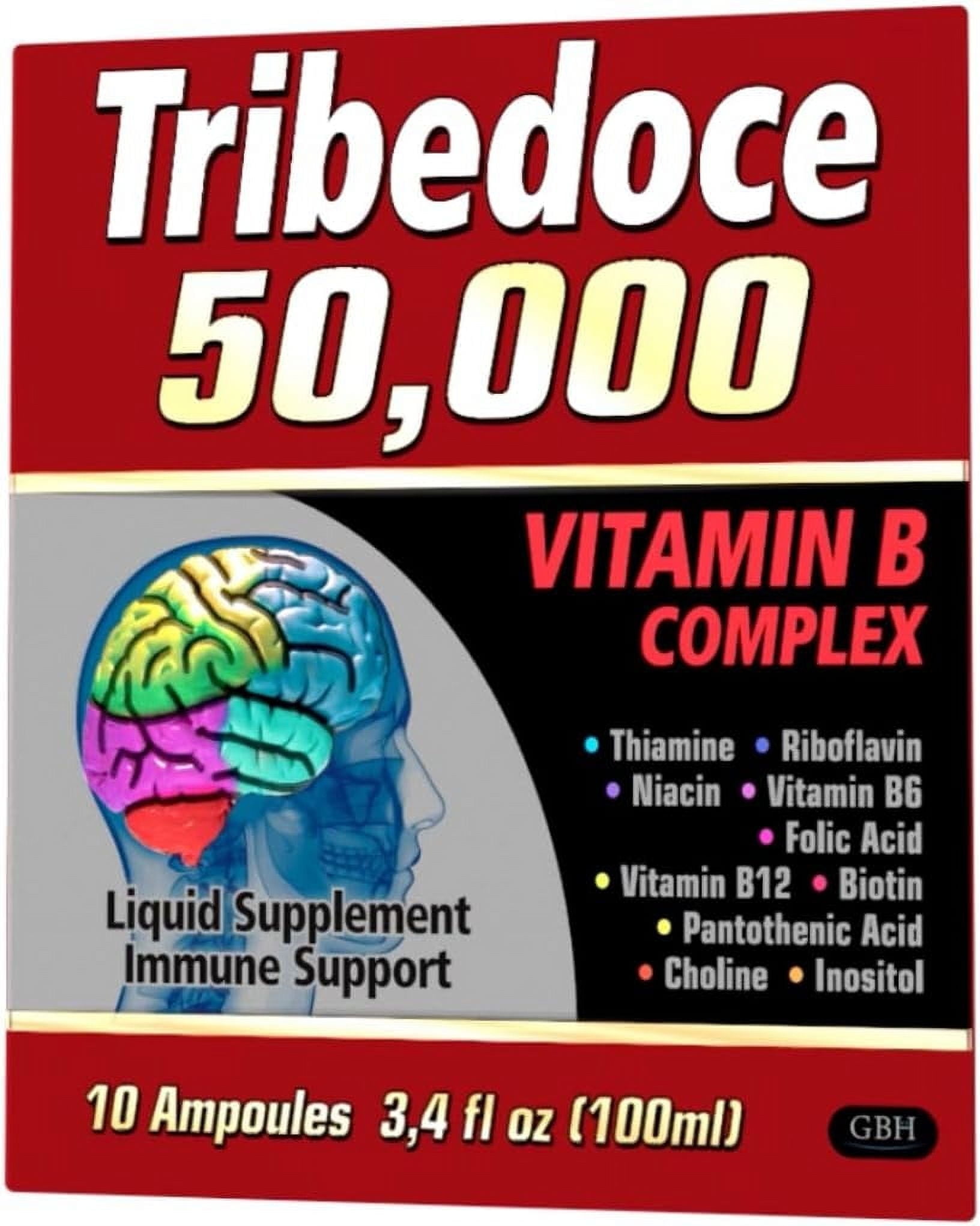 Tribedoce 50,000 Vitamin B Complex (3.4 Fl Oz)- Immune Support| Non-GMO| Gluten Free