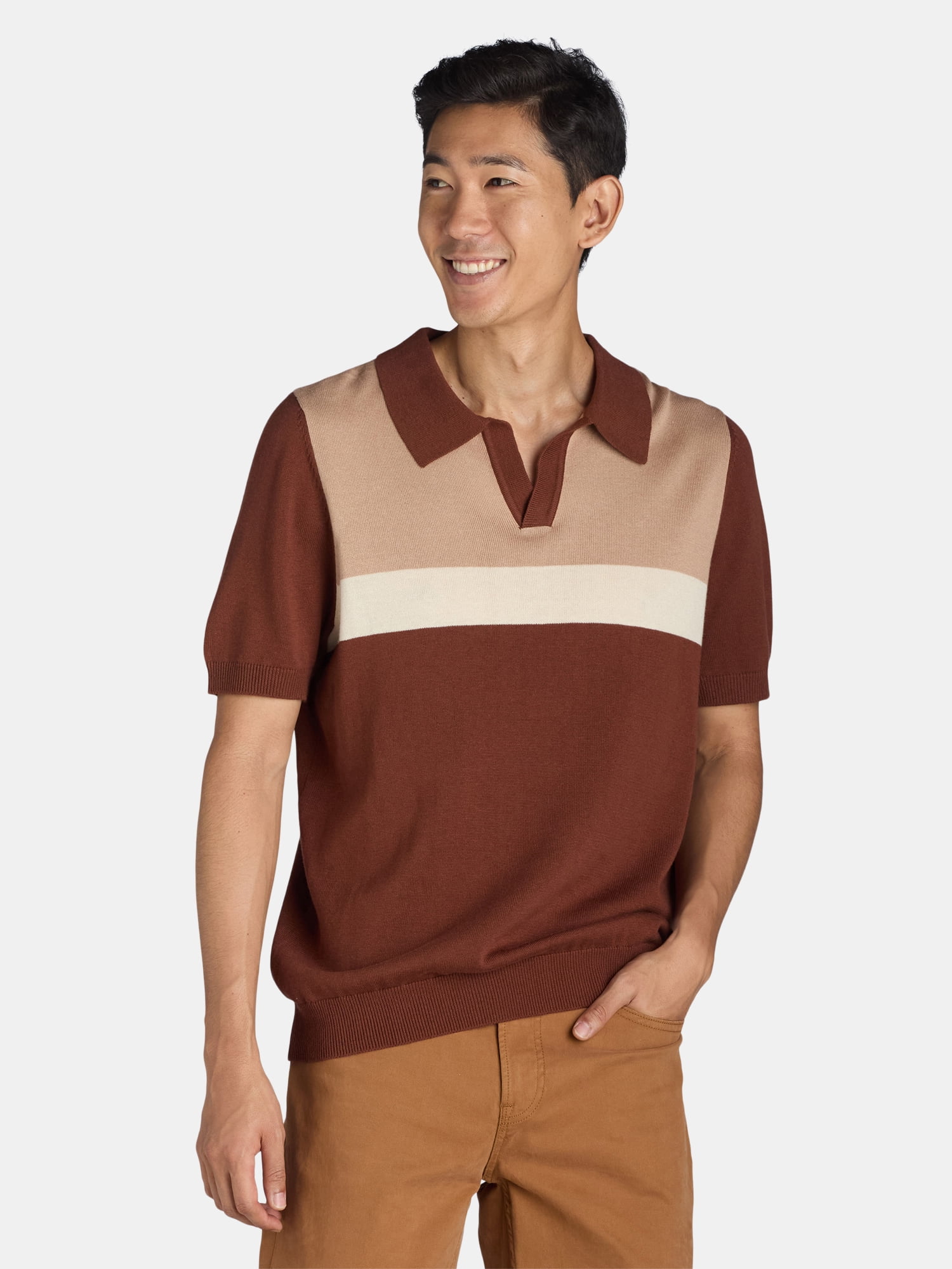 Tribekka 44 Men's Colorblock Refined Sweater Polo Shirt with Tribekka 44 Men's Colorblock Refined Sweater Polo Shirt with