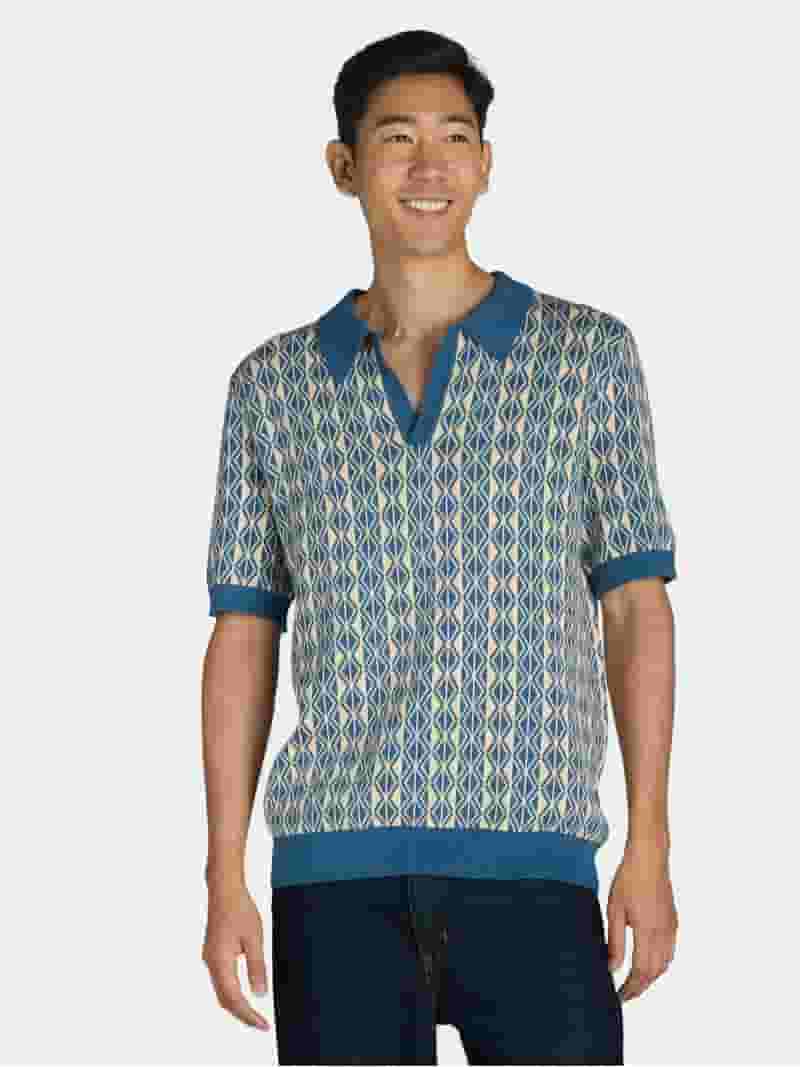 【WACKY WILLY】Typo Wappen Cara Short Sleeve Net Knit R6539 Tribekka 44 men's Polo Sweater - Cotton Blend Polo - Walmart.com