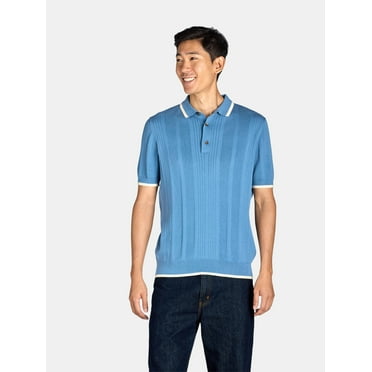 Tribekka 44 Men's Ribbed Polo Sweater with Short Sleeves, Sizes XS-2XL