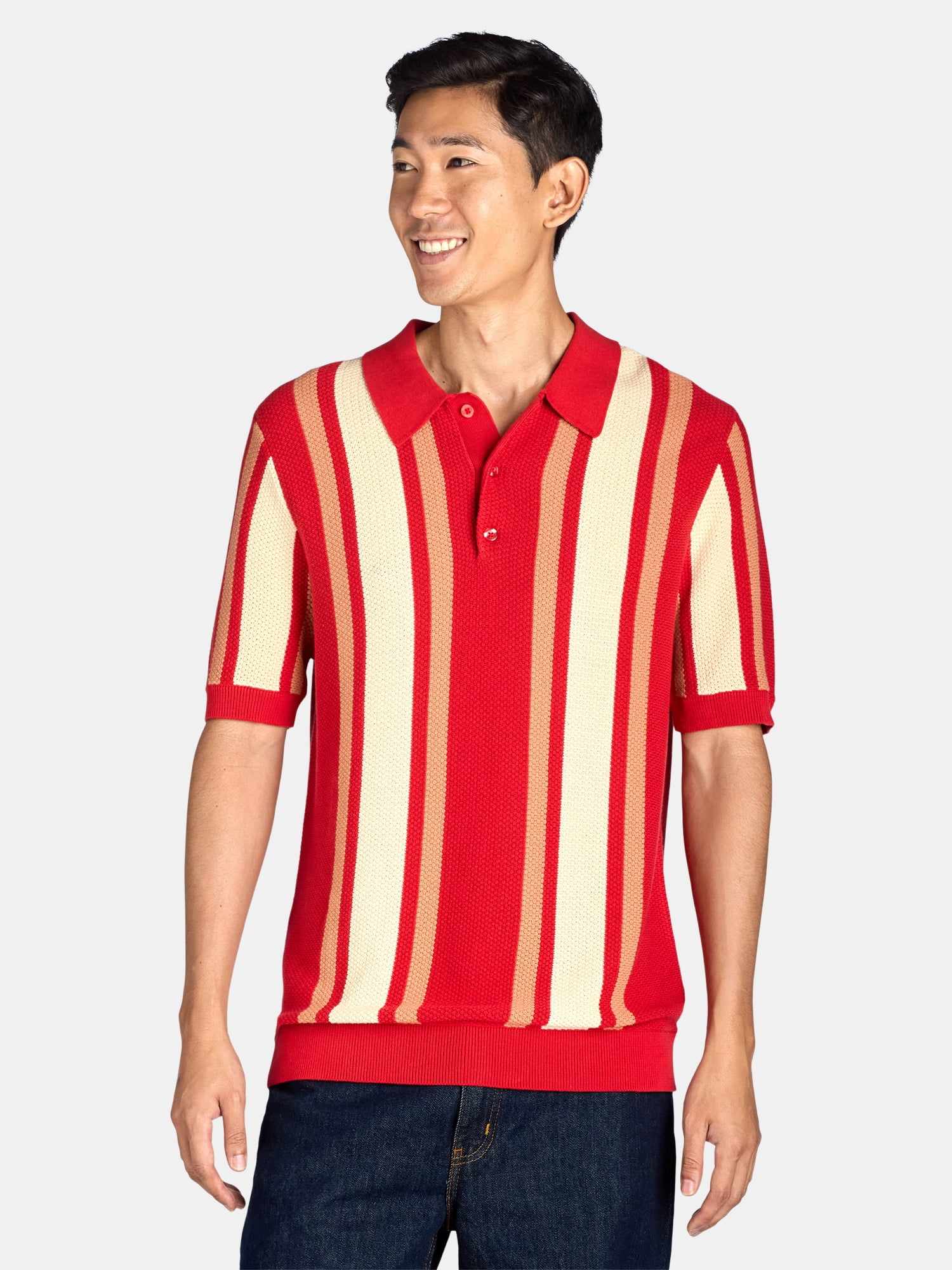 Tribekka 44 men's Striped Seed Stitch Polo Shirt - Design