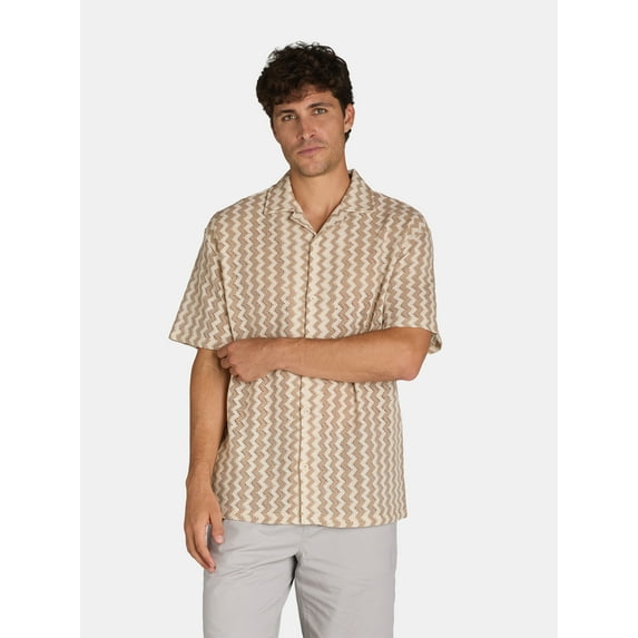 Tribekka 44 Men's Zig Zag Knit Camp Shirt, Sizes XS-2XL