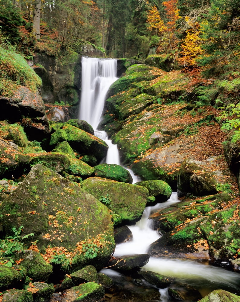 Triberg Waterfall in autumn Black Forest Baden-Wurttemberg Germany Canvas Art - Panoramic Images (9 x 27)